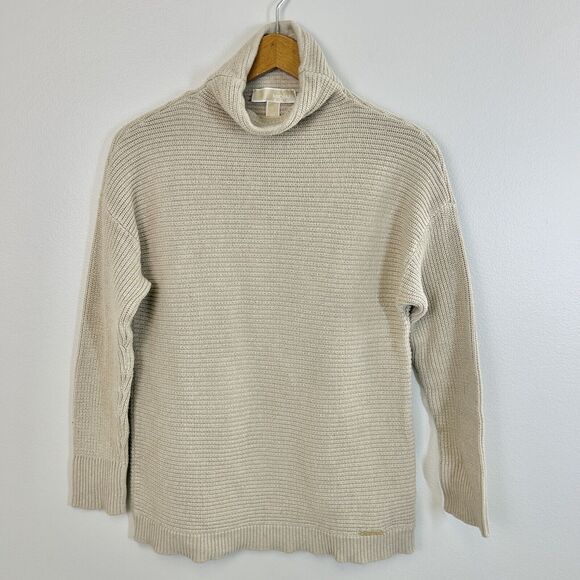 Michael Kors Sweater Womens S Tan Knit Pullover Mock Neck‎ Classic Chic Neutral - Picture 1 of 14